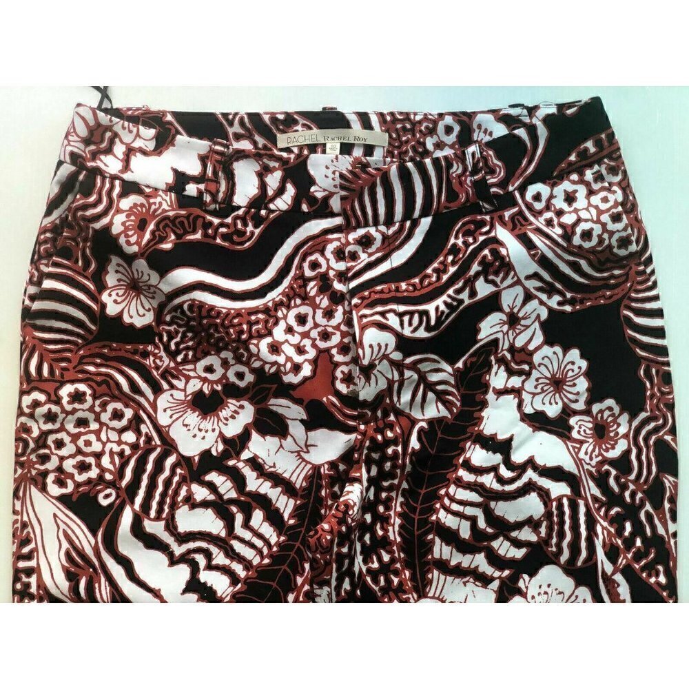 Rachel Roy Black Printed Casual Cropped Pants 10 - Picture 8 of 8